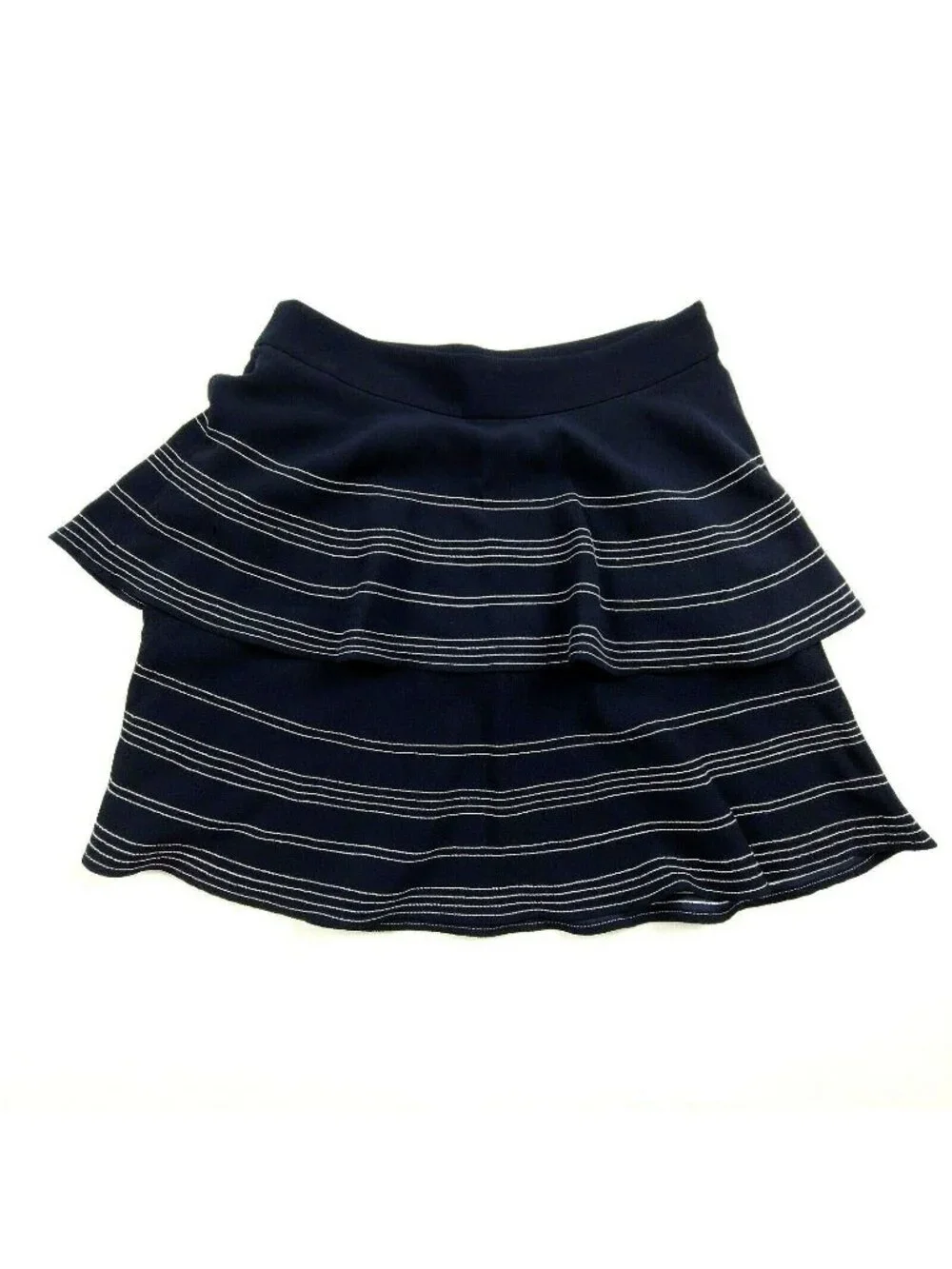 Banana Republic Tiered Mini Skirt Size 0 Y2K Fashion Blue Striped Short Side Zip